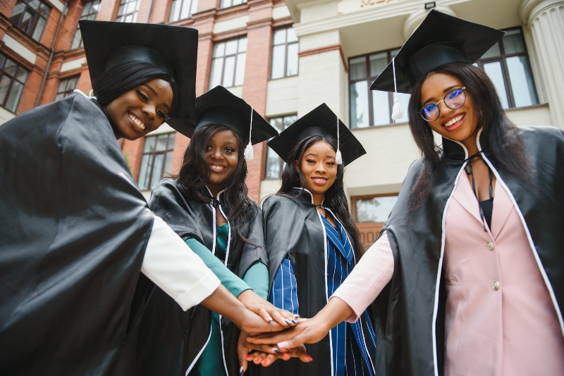 young students graduation ceremony concept